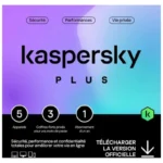 Kaspersky Plus (équivalent à Internet Security) - 5 Postes / 1 an